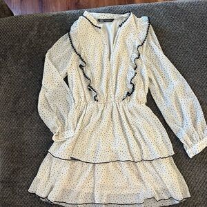 White Polka Dot Ruffle Dress